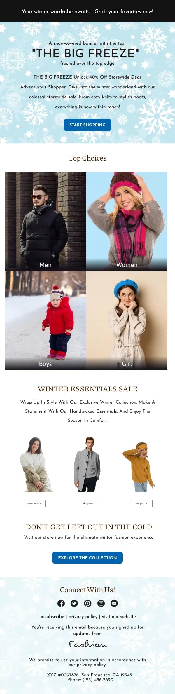 Fashion-Winter Essentials Sale — Winter email design preview