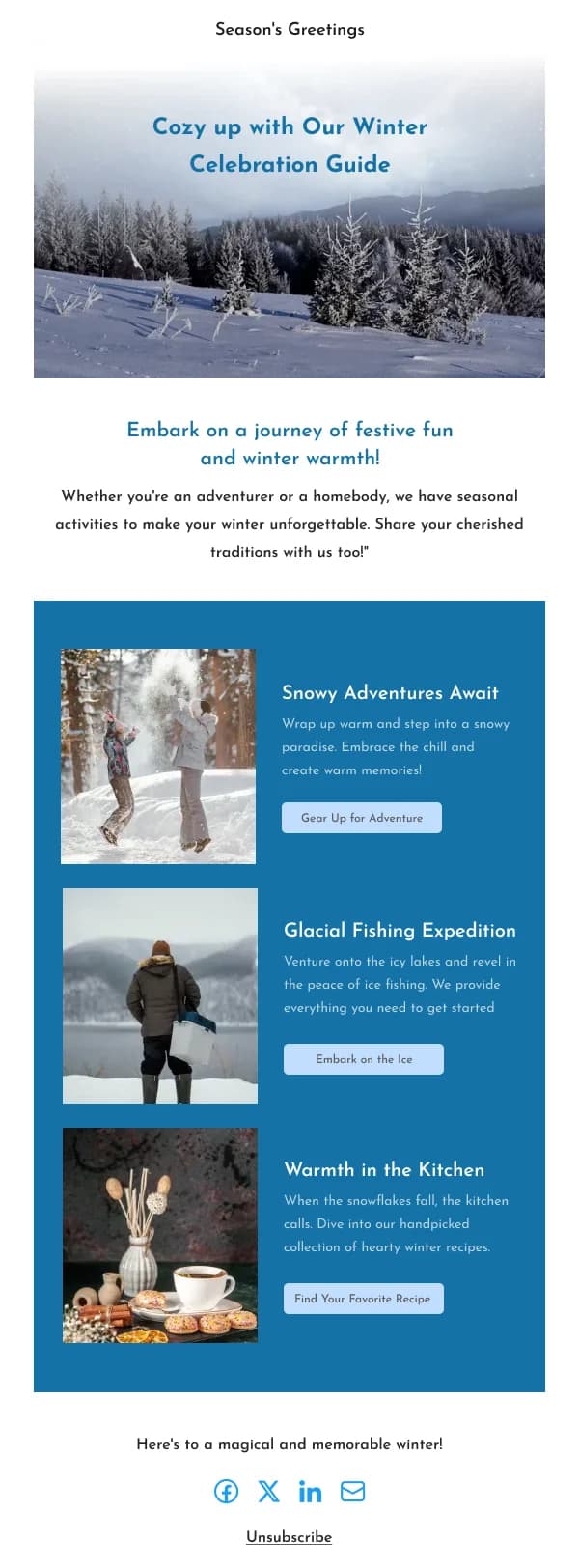 Travel-Winter Celebration Guide — Winter email design preview