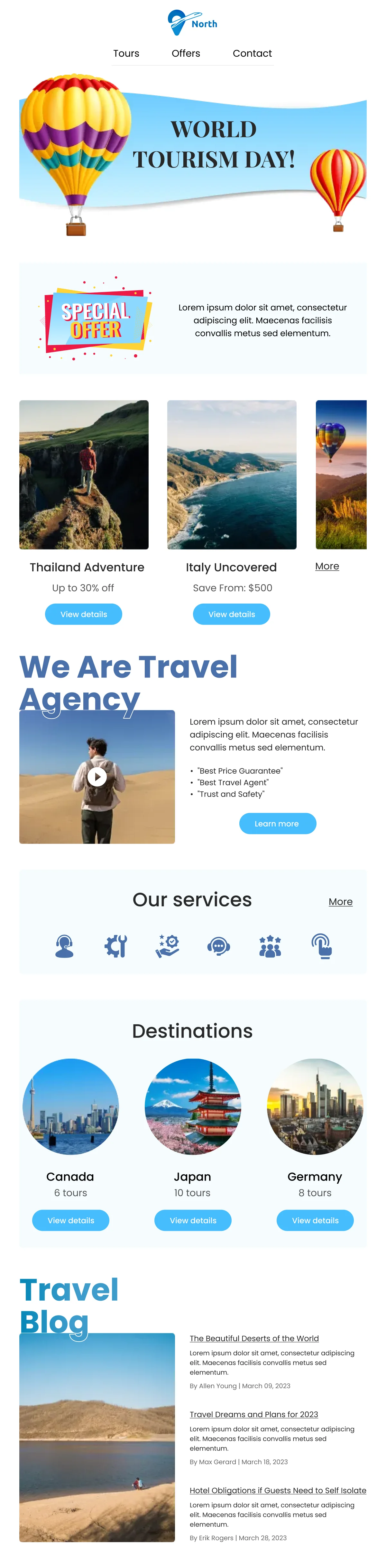 Travel-Word Tourism Day — Product Promotions & Updates email design preview