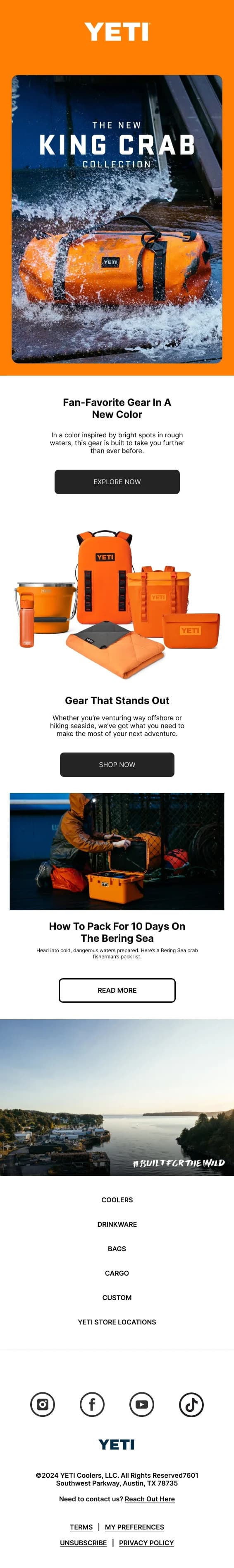 YETI King Crab Collection — Product Launch email design preview
